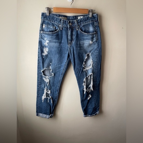 Ag ADRIANO GOLDSCHMIED Ex-Boyfriend Slouchy Slim 15 Years Ripped Jeans, Size 26 - Picture 4 of 13